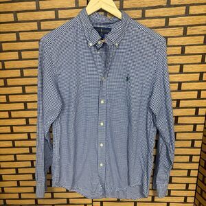 Ralph Lauren Blue And White Checkered Button Down Shirt Boys‎ Size XL